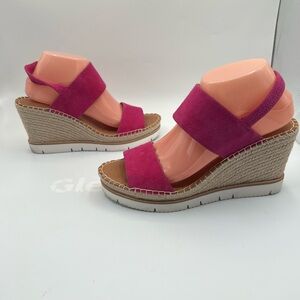💕 Gentle Souls by Kenneth Cole Pink Suede Espadrille Wedge Sandals – 10 💕 NEW